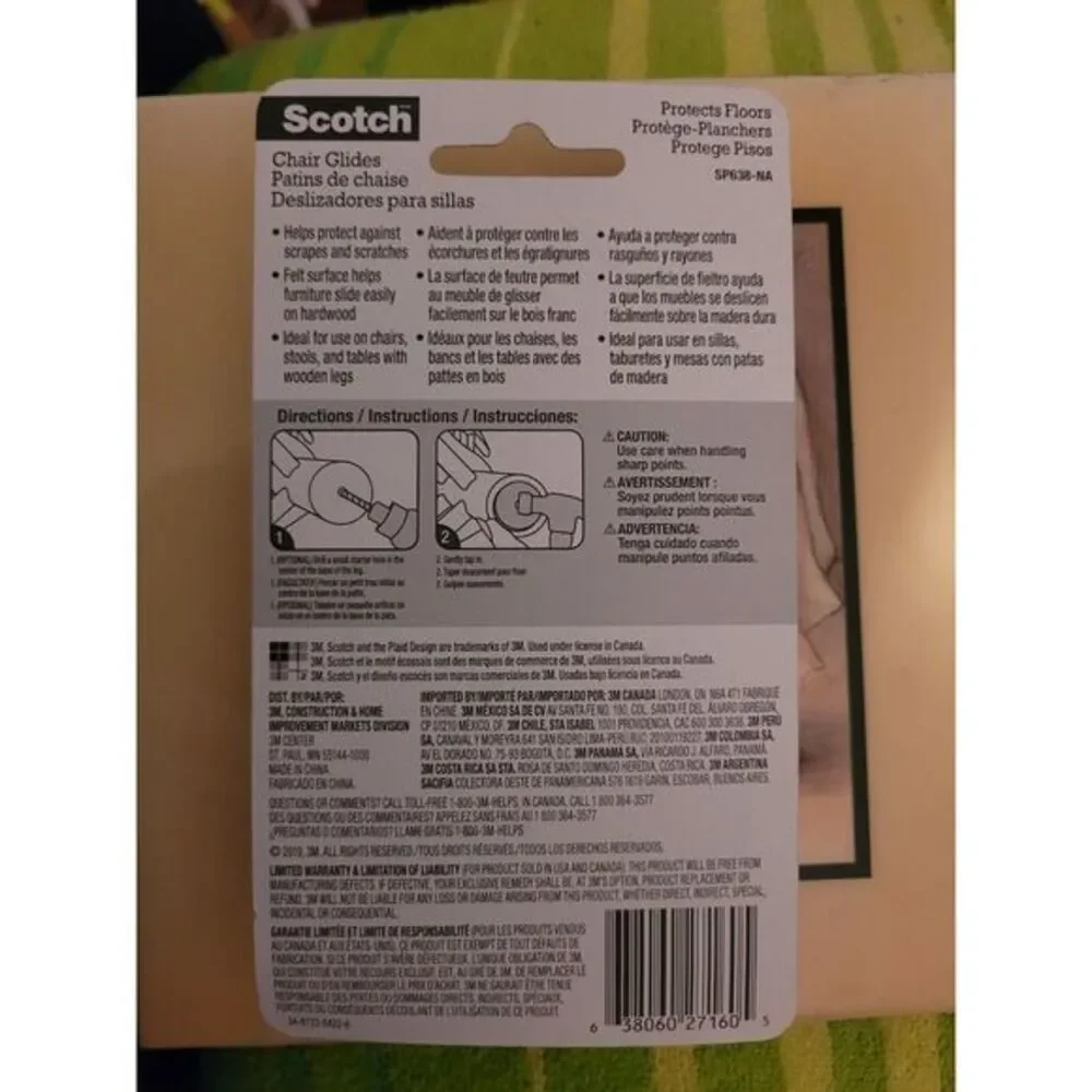 Scotch Nail-in‎ Felt Chair Glides for Hard Floors 4 per pack New